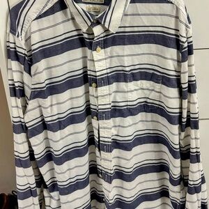 Lucky Brand Blue and White Striped Casual Button Down Shirt